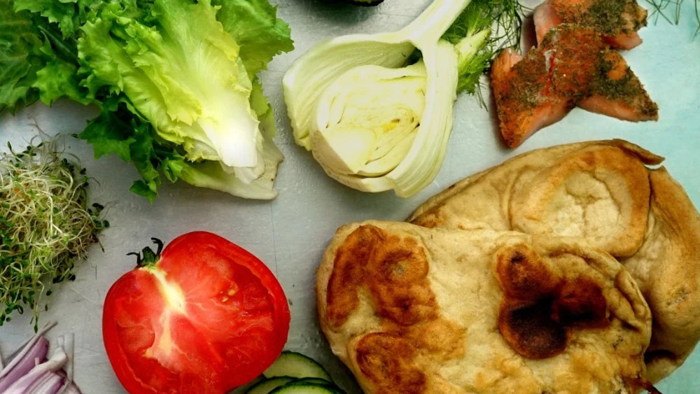 Fresh Pita stuffed with Scout Trout and Crunchy Summer Vegetables